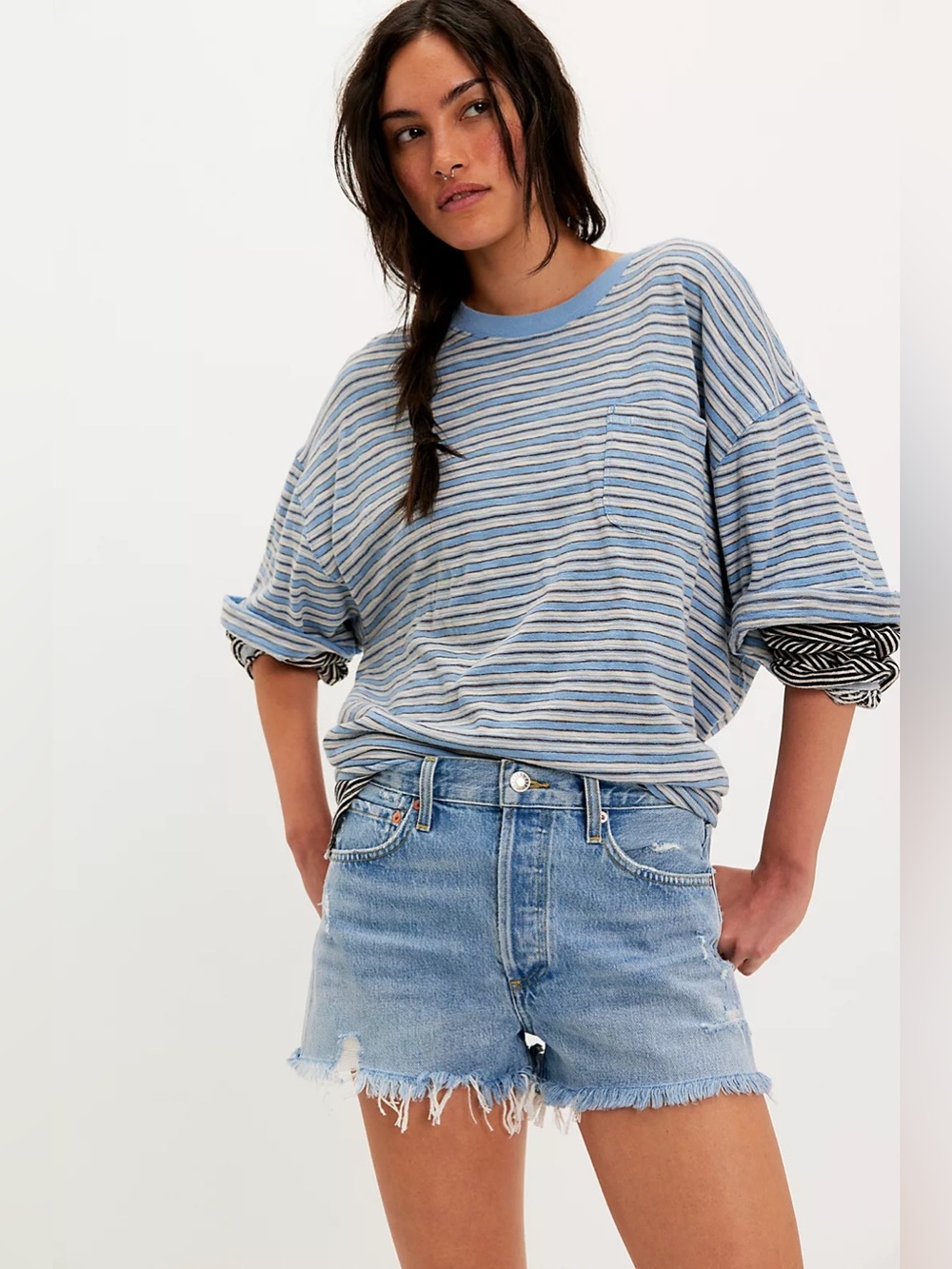 Agolde Parker Denim Shorts - Picture 2 of 9